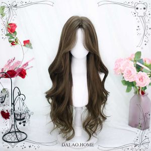 Diadema elegante Lolita Lolita Cabeza completa Long Autumn Natural Cos Bosss Curly False Cabello