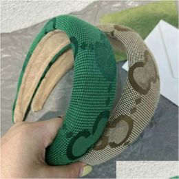 Hoofdband Vintage Esigner Dubbele Letter Afdrukken Hoofdbanden Voor Vrouwen Brede Rand Dikker Lente Haarbanden Headwrap Doek Stof Headwe Dh842