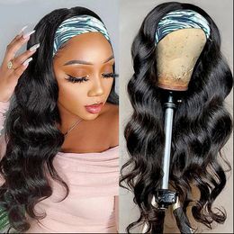 Bandle de bande Wig Body Wave Remy Perruques de cheveux humains pour femmes Brown Blonde Black 1B 27 Ombre Full Machine Maid Wig sans colle Mogulhair