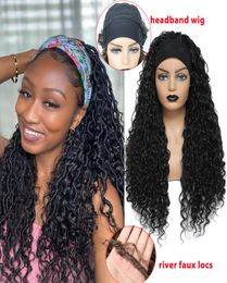 Peluca con diadema pelucas trenzadas con rizos sintéticos pelo trenzado de ganchillo para mujeres negras Ombre 24 pulgadas de largo trenzas sintéticas Wig2337245