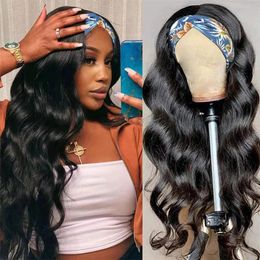 Hoofdband Wig Human Hair Body Wave 180% Dichtheid Remy Pruiken voor zwarte vrouwen Braziliaanse glueuze 240408