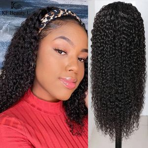 Bandeau perruque cheveux synthétiques bouclés perruque brésilienne perruque de cheveux sans colle perruques de cheveux non dentelle perruques pour les femmes noires crépus bouclés style marley