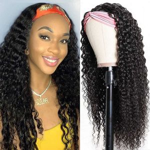Headband, wig, women's long curly hair, small curly hair, black fluffy synthetic fiber hair with wig headband 230818