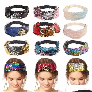 Bandons 10 couleurs paillettes sirène pour femmes Bandons de tête de coiffure de luxe