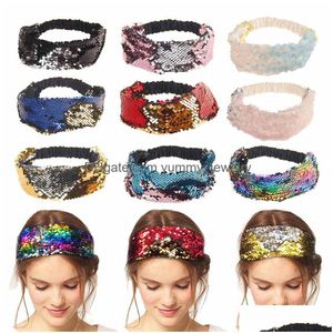 Hoofdbanden 10 kleuren pailletten zeemeermin hoofdbanden voor vrouwen luxe haarband hoofdbanden vrouwelijke mode haar sjaal sieraden accessoires drop Dhgd3
