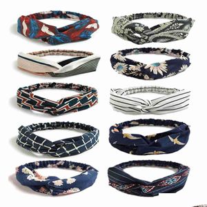 Hoofdbanden 10 Packs Boho -hoofdbanden voor dames Vintage bloemenprint Hoofdtekst Haarband Sport Elastic Head Wrap Twisted Cute Ac Dhgarden DHPX4