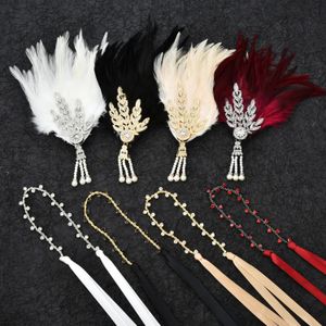 Hoofdbanden jaren 1920 Feather Hair Accessorie Hoofdband 20s Zendspoel Retro Party Props Bruiloft Vintage Hairwear Stage Performance Show 231207