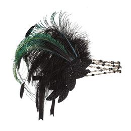 Hoofdbanden 1920s kopstuk Feather Flapper Hoofdband Great Gatsby hoofdtooi Vintage Featherelastic Band Breien Warmer Wrap Headwar 230302