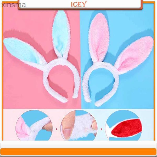 Bandeaux 1pc pâques oreilles de lapin bandeau lapin bandeaux femmes bandes de cheveux ruban en peluche moelleux fête accessoire bandeau chapeaux accessoires YQ240116