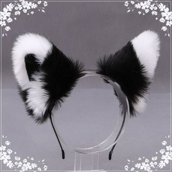 Bandeaux 1 PC réaliste fourrure animaux chat oreilles bandeau Lolita mignon fausse fourrure Anime cheveux cerceau Halloween Cosplay fête casque 230826