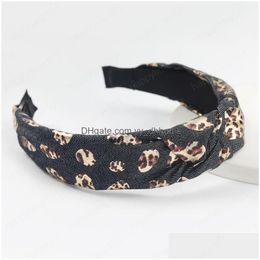 Hoofdbanden 2021 Mode Spring Gedrukte stof Hoofdbanden Persoonlijkheid Dames Luipaard Print Hoofdband Haaraccessoires Drop levering Jood Dhzye