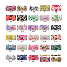 Diademas 30 colores Big Bow Belt Niños Impresión Niños Baby Flower Bohemian Hair Primavera y verano Accesorios Head Wrap Girls Drop Dhorl