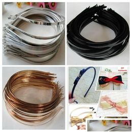 Hoofdbanden 50pcslot M 5mm 7mm 10 mm Sier Gold Black Metal Hairband Decoratieve hoofdband voor meisjes Groothandel DIY Craft Haar Hoop Headwea DH7NY