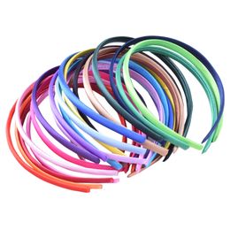 Hoofdbanden 60pcslot DIY Satin Covered Solid Fabric Hair Band Plastic Bands Girls Hoofdband voor vrouwen 230202