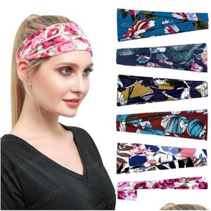 Diademas 64 Estilos Elástico Leopardo Cuadros Estampado de flores Yoga Deporte Banda para el sudor Mujeres Correr Banda para el cabello Turbante Gimnasio al aire libre Gimnasio Gota Dhvpp