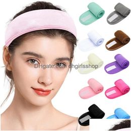 Hoofdbanden Verstelbare Brede Haarband Yoga Spa Bad Douche Make-up Wassen Gezicht Cosmetische Hoofdband Voor Vrouwen Dames Make Up Accessoires 10 C Dhts6