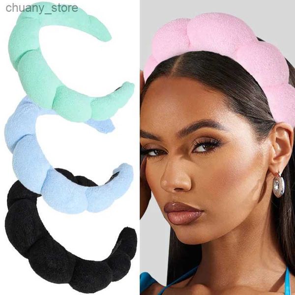 Bandons Aishg Towel Velvet Hemp Hair Band for Women Wash Face Band Band Korean rétro Retro haut de giron Hoophair Brand Girl Accessoires Y240417