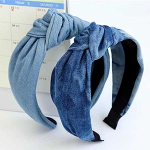 Hoofdbanden American Style Denim Knot Knot Hoofdband Vrouwen Outdoor Hoofdtooi Haarband Volwassenen Draai Match Haar Ornament School Girls Hoofd Band T221007