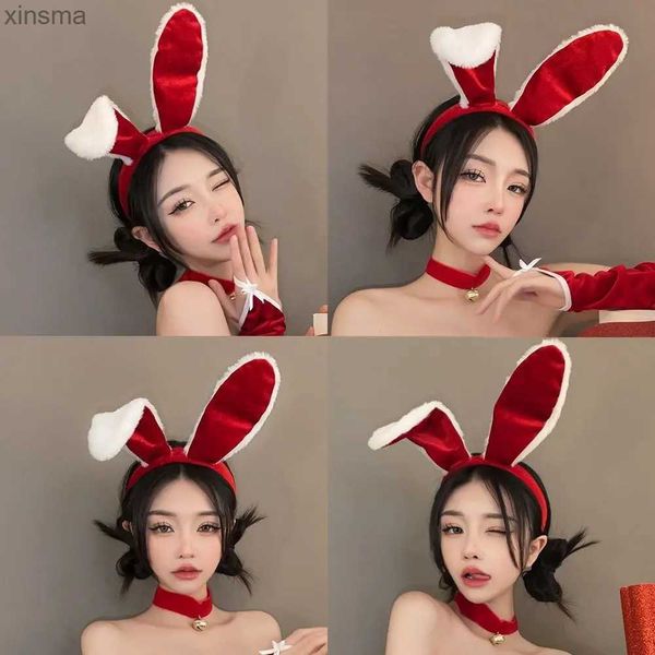 Bandeaux Anti-dérapant oreilles de lapin bandeaux mignon Photo accessoire cheveux accessoires rouge bandeau en peluche fête chapeaux pâques habillage YQ240116