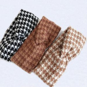 Hoofdbanden Autumn Winter Zwart Houndstooth Knoop Knoop Knoophoofdbanden voor Dames Ladies Luipaard Elastische Hairband Girls Haar Accusories J230502