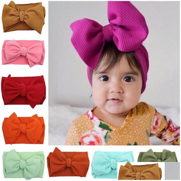 Diademas para bebés Niñas Arco de nylon Elástico Bowknot Hairbands Headwear Tocado para niños Turbante Nudo Bandas para la cabeza Envolturas 30 colores Entrega de gotas Dhhb5