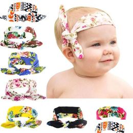 Hoofdbanden Baby Mticolor Bunny Ears Hoofdband Peony Knoopte Childrens Hair Tie GSTG090 Mix Order Fashion Head Band Drop levering Jewel Dhzzt