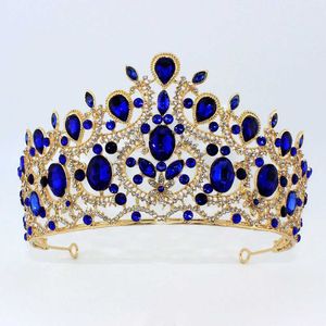 Bandons baroque Bridal Headwear Blue Womens Robe de mariée Couronne Criara Tiara Miss Univers Accessoires de cheveux Pégian Diadem Bijoux Q240506