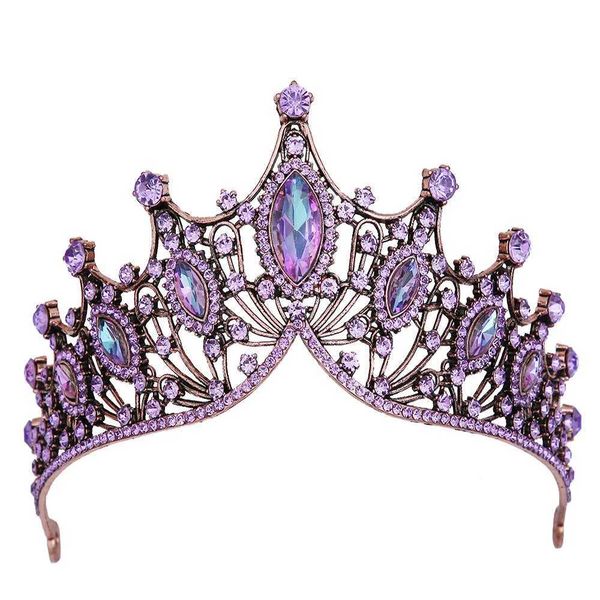 Bandons baroque luxe bling violet cristal bleu mariée couronnes femmes femmes en strass