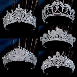 Bandons baroque Luxury Silver Couleur Crystal Déchirures Bridal Crown Rhinestone Pageant Diadema Collares Headpieces Accessoires de cheveux de mariage Q240506