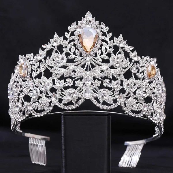 Bandons Style baroque Miss Univers Univers Diamond Wedding Crown Crown Crown With Crystal Inware Queen Princess Headpiece Q240506