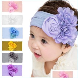 Diademas Big Flower Bow Knot Bandas elásticas para la cabeza Baby Girl Headbands Banda para el cabello Capucha Headwrap Accesorios de moda Drop Delivery Jewel Dhraw