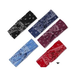 Hoofdbanden Boheemse vrouwen cashew bloemen Print brede hoofdband Sport Haarlint Knoop Knoop Antislip Tulband Hoofdtekst Elastische haarbanden Othqk