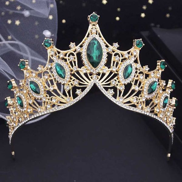 Bandons coureurs de mariée Tiaras Green Womens Party Crown Luxury Anniversaire Headwear Bridal Hair Bijoux Accessoires Q240506