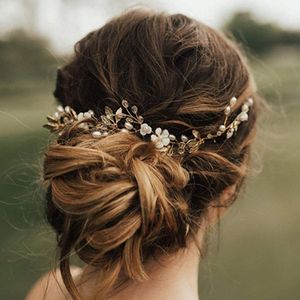 Hoofdbanden bruid bruid haar wijnstok parel stuk blad bloem kopstukken kristallen bruids accessoires voor vrouwen goud drop levering sexyhanz amqmw