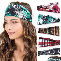 Bandeaux Casual Imprimer Stretch Coton Bandeau Pour Femmes Élastique Chapeaux Turban Foulard Bandage Wrap Accessoires De Cheveux Drop Livrer Dhs9R