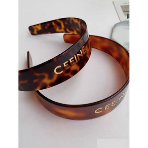 Hoofdbanden CE Luxury Brand Resin Acryl Vintage Fashion Japen Style Letters Brown Designer Hoofdband Accessoires Drop Delivery Sieraden Dhgum