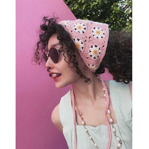 Bandeaux Cerise Tai Chi Daisy Y2K Triangle cheveux écharpe tricoté bandeau Turban Bandana tête enveloppement pour accessoires de cheveux HUANZHI 2022 nouveau T221007