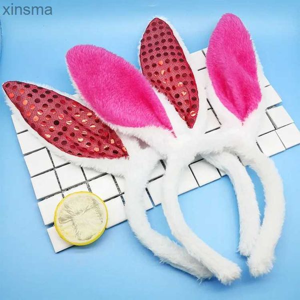 Bandons enfants filles adultes lapin oreille bande de bande noire rose blanc bleu bleu costume costume poule fête lapin bandes de coiffure auditif yq240116