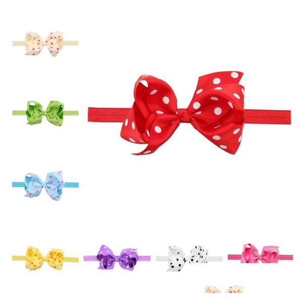 Diademas para niños Polka Dot Bow Diadema Baby Headwear Gstg088 Orden de la mezcla Moda Head Band Drop Delivery Jewelry Hairjewelry Dhf2L