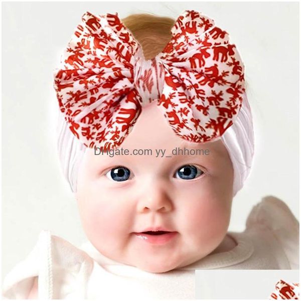 Diademas Navidad Bebé Diademas Nylon Niñas Dibujos animados Bowknot Niños Diadema Diseñador Suave Accesorios para el cabello Joyería Entrega Gota Ha Dhigk