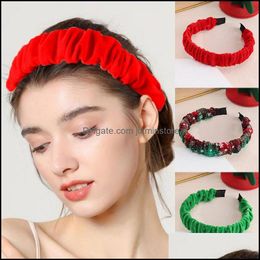 Hoofdbanden Kerst haarbanden Veet massieve kleur vouwen patroon Hoop Bezel hoofddeksel hoofd voor vrouwen accessoires drop levering sieraden h oTRW9