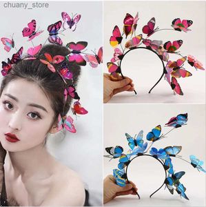 Hoofdbanden Kerstmis handgemaakte bruiloft Hoofdkleding Koreaanse bruid Super Fairy Ladies Garland Hoofdband Wedding Butterfly Hoofdband Haaraccessoires Y240417