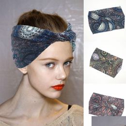 Hoofdbanden Colorf Boho -stijl dames hoofdband lint elastische hoofdtooi ADT Hairband Girl Bow Selling Products Women Drop levering Jood Dhsku