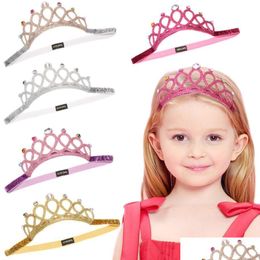 Hoofdbanden Kroon Verjaardagsfeestje Baby Meisje Hoofdband Baby Haar Accessoires Kleding Band Pasgeboren Hoofddeksels Tiara Headwrap Haarband Gift Dhfok