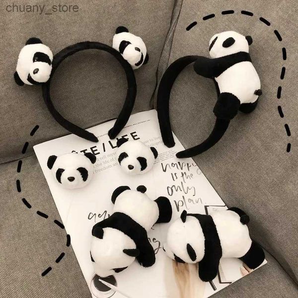 Bandons mignons panda poupée bandeau basse casse lavage face coiffure coiffure Clip de cheveux boucle de cheveux boucle de cheveux adultes accessoires de cheveux femme y240417