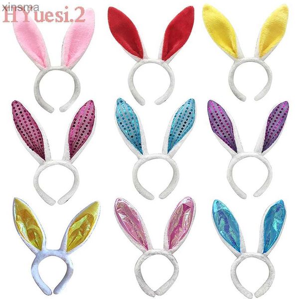 Bandeaux Mignon paillettes lapin oreille cheveux cerceau multicolore longue peluche oreilles de lapin bandeaux pour femmes fille enfants pâques Cosplay fête décoration YQ240116