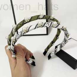 Bandeau de bandeau version coréenne de simple bande à cheveux double, tissu pressé à bord haut de gamme fait à la main, accessoires en perles pour femmes W7