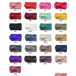 Bandeaux Dhs Ins Nouveau 25 Couleurs Filles Tricoté Avec Des Boutons Masque Visage Bandeaux Crochet Twist Chapeaux Headwrap Femmes Chute De Cheveux Deliv Dhqso