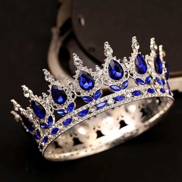Bandons élégants Blue King Crown accessoires de cheveux nuptiaux Bande de mariage Bridal Headwear Factory Prix Q240506