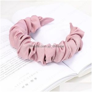 Diademas Moda Otoño Diadema Mujeres Individualidad Diadema plisada Banda para el cabello sólido fresco Adt Cien Accesorios a juego Gota D Dhfdq